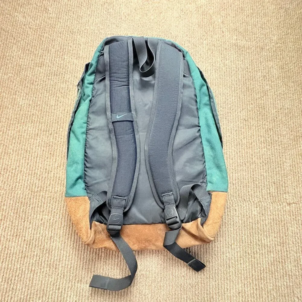 Vintage Nike Backpack Brown Suede Leather Bottom Center Swoosh 90s Bag Y2K Skate